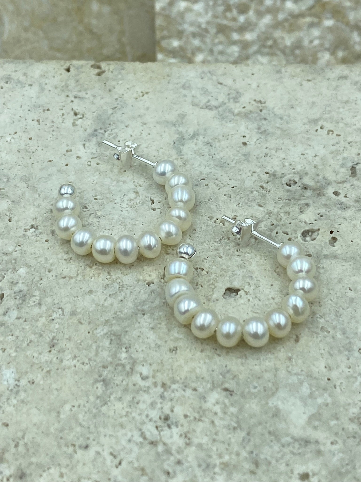 Pearl C-Hoop Earrings